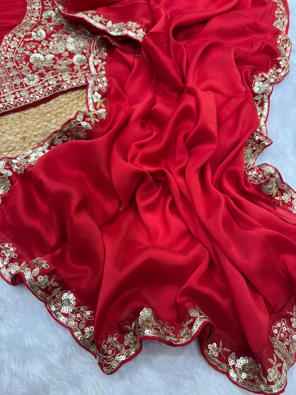 Cherry_Red_Space_Silk_With_Embroidered_Saree