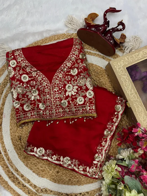 Cherry_Red_Space_Silk_With_Embroidered_Saree