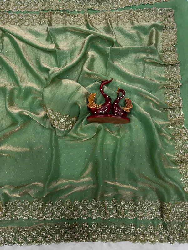 Pista_Shaded_Space_Silk_Handwork_Designer_Saree