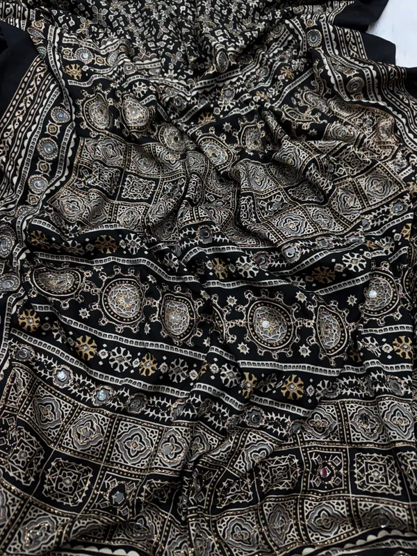 Black_Ajarakh_Print_Mirror_Embroidered_Saree