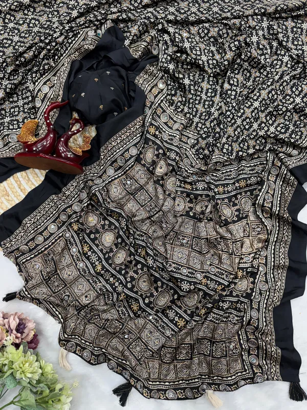 Black_Ajarakh_Print_Mirror_Embroidered_Saree