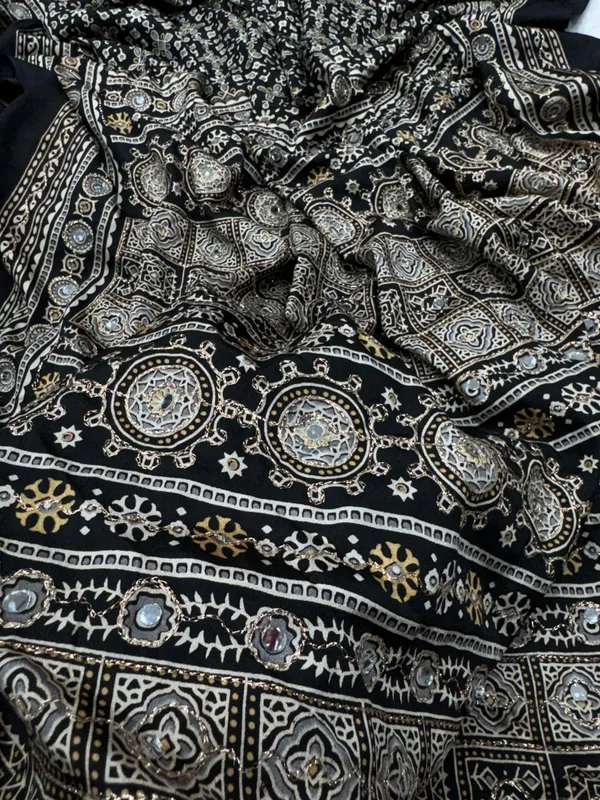 Black_Ajarakh_Print_Mirror_Embroidered_Saree