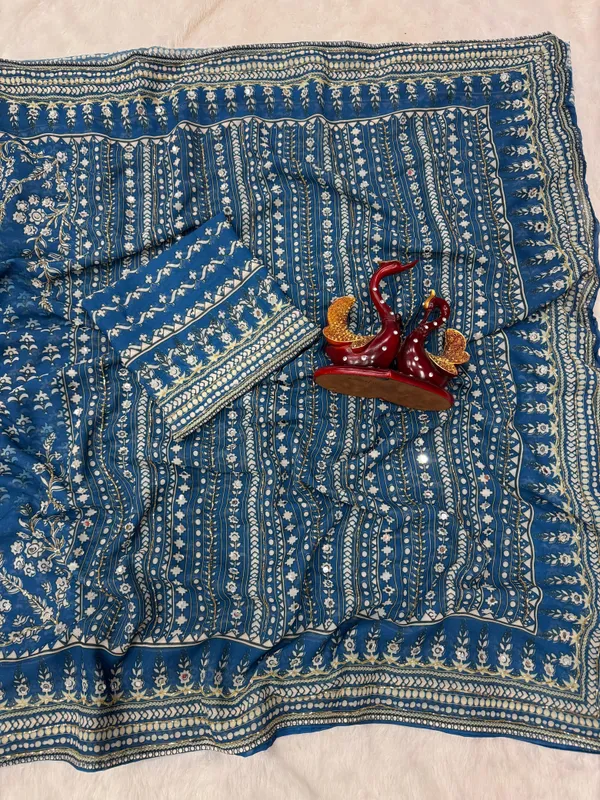 Blue_Printed_Hand_and_Mirror_Work_Saree
