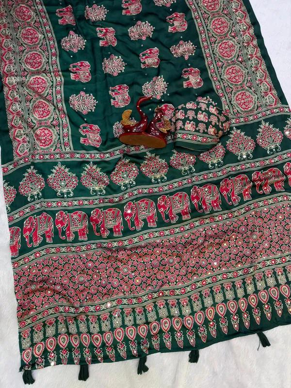 Green_Ajarakh_Print_Mirror_Work_Saree