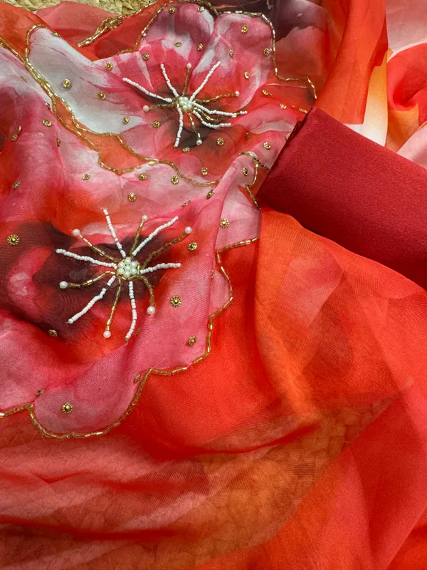 Cherry_Red_Katdana_and_Beads_Hand-Embroidered_Saree