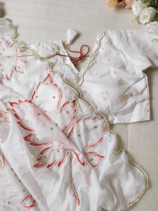 White_Leaf_Handwork_Designer_Saree