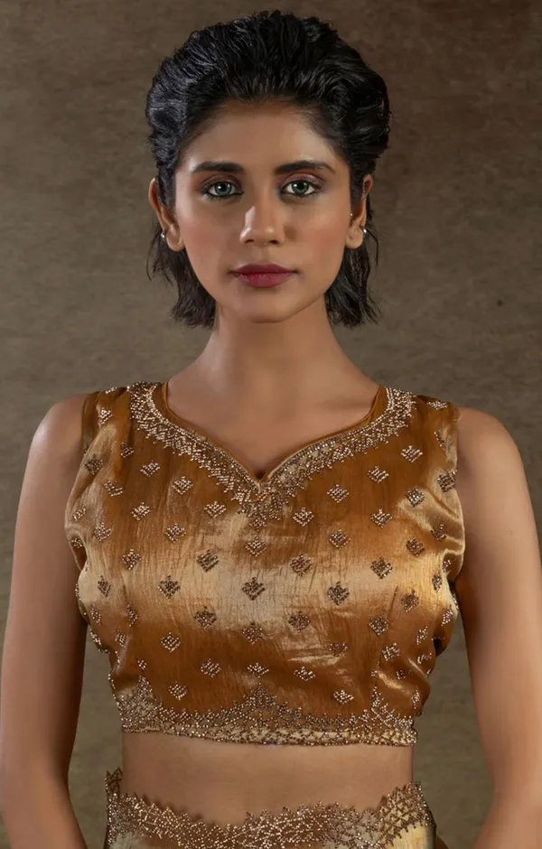 Gold_Soft_Copper_Silk_Designer_Saree
