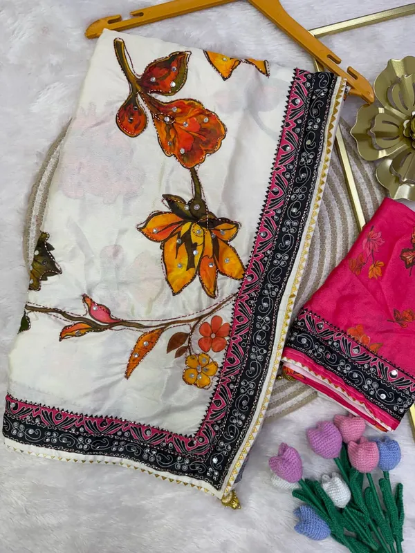 White_Chinon_Silk_Floral_Embroidered_Saree