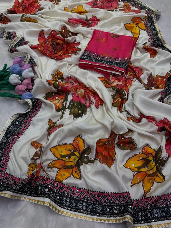White_Chinon_Silk_Floral_Embroidered_Saree