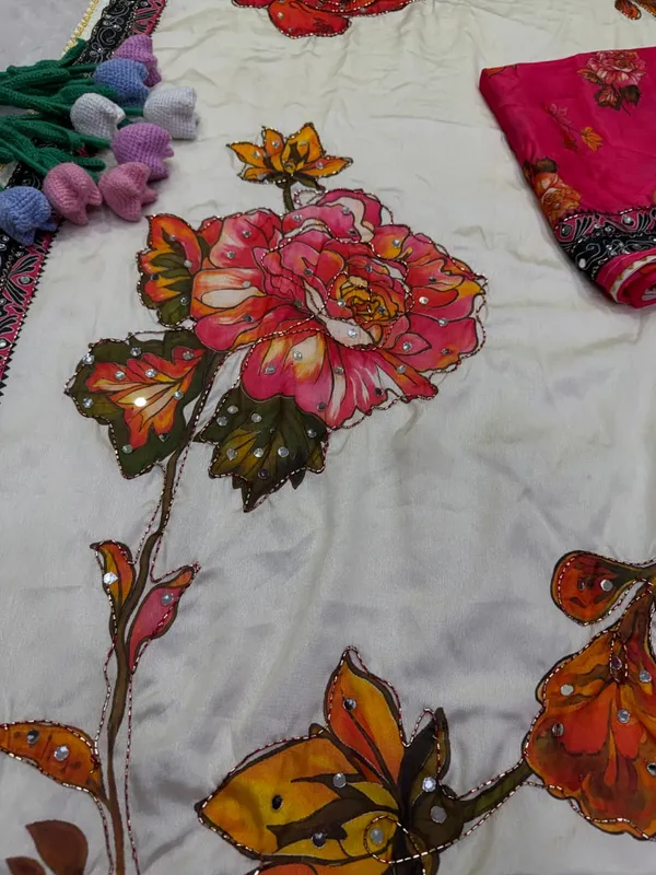 White_Chinon_Silk_Floral_Embroidered_Saree