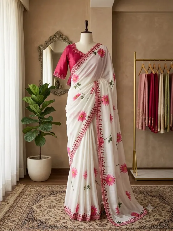 White_Floral_Embroidered_Designer_Saree