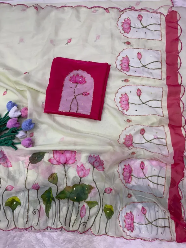 White_Floral_Embroidered_Saree