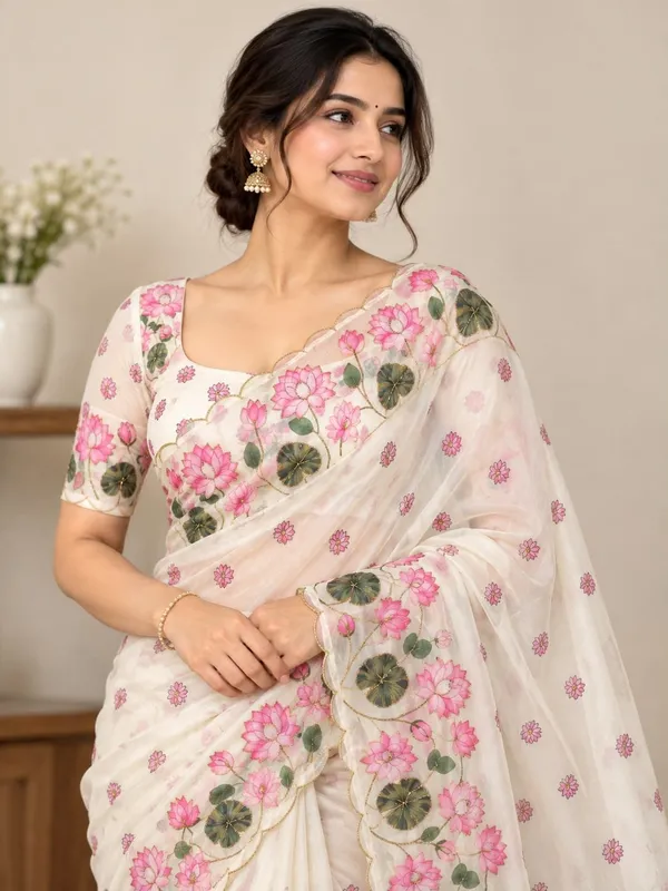 White_Floral_Embroidered_Saree