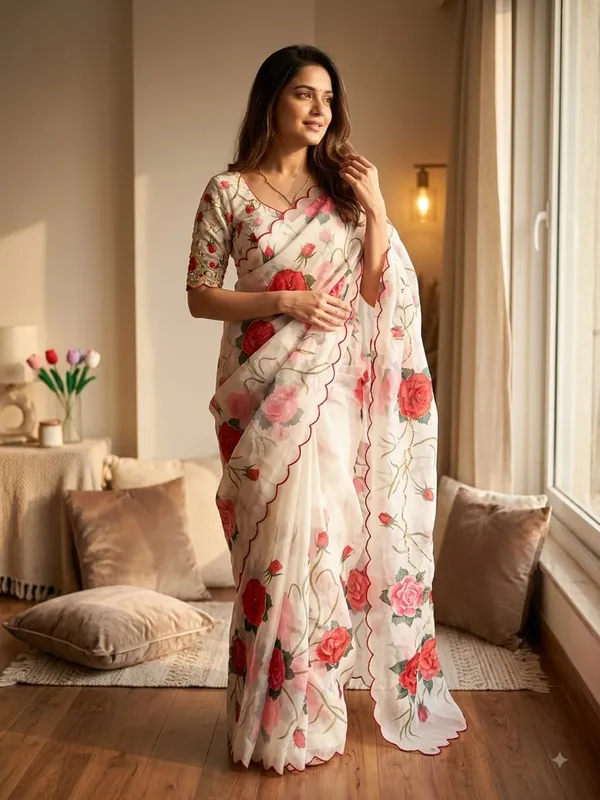 White_Floral_Embroidered_Saree