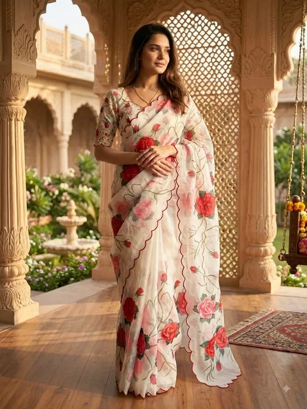 White_Floral_Embroidered_Saree
