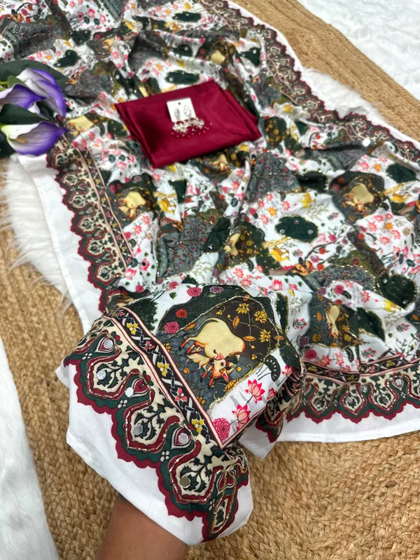White_Pichwai_Print_Hand_Embroidered_Saree