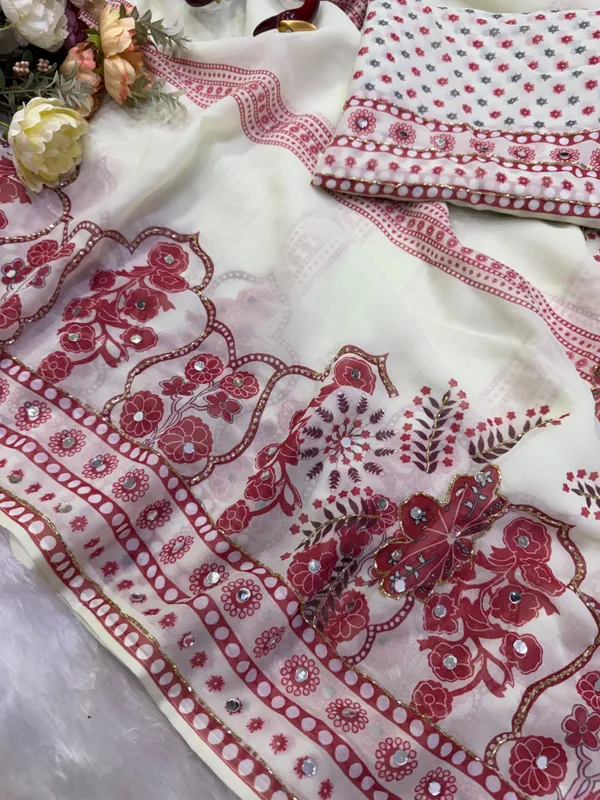 White_Printed_Hand_and_Mirror_Work_Saree