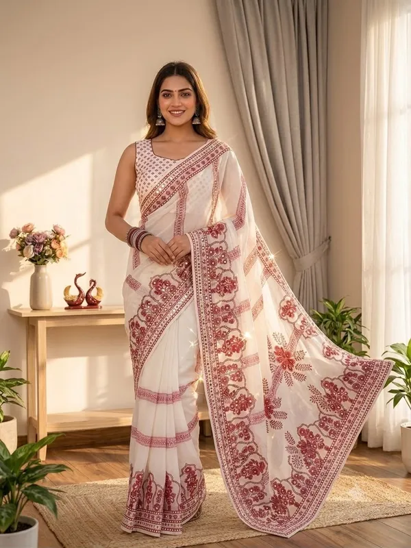 White_Printed_Hand_and_Mirror_Work_Saree