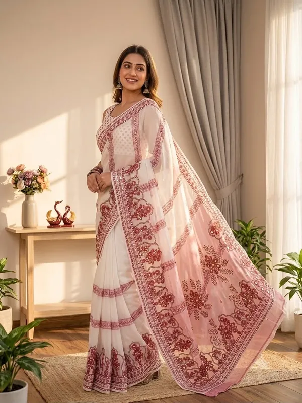 White_Printed_Hand_and_Mirror_Work_Saree