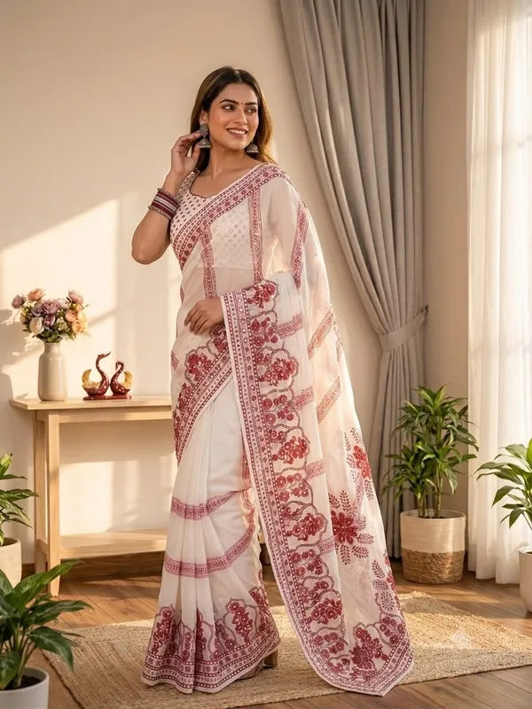 White_Printed_Hand_and_Mirror_Work_Saree