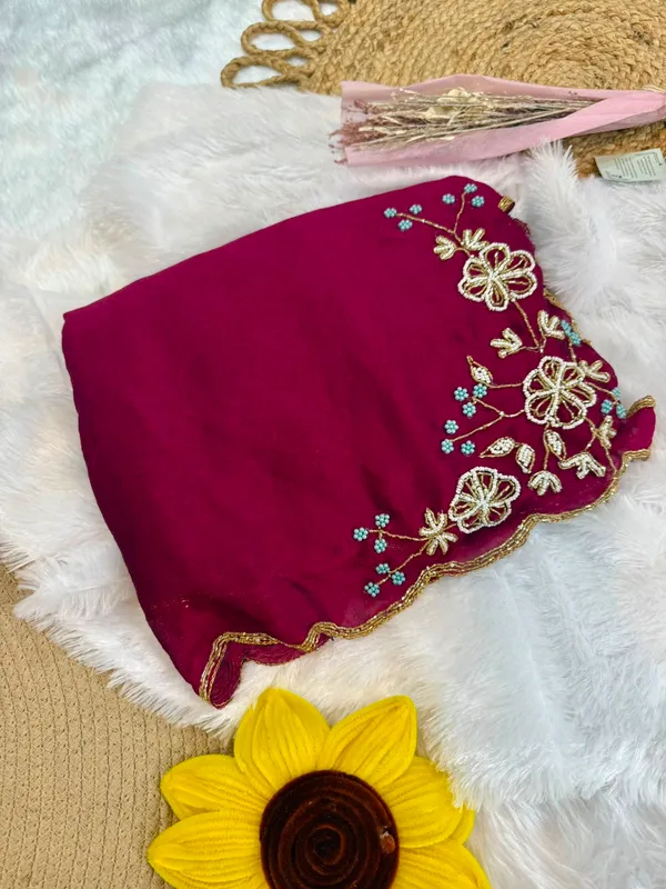 Wine_Chocolate_Silk_Handwork_Saree