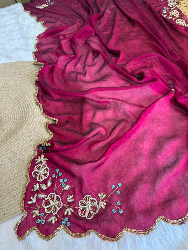 Wine_Chocolate_Silk_Handwork_Saree