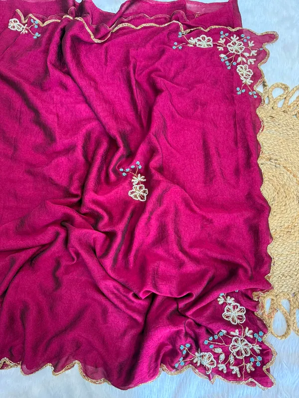 Wine_Chocolate_Silk_Handwork_Saree