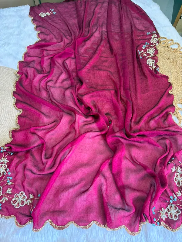 Wine_Chocolate_Silk_Handwork_Saree