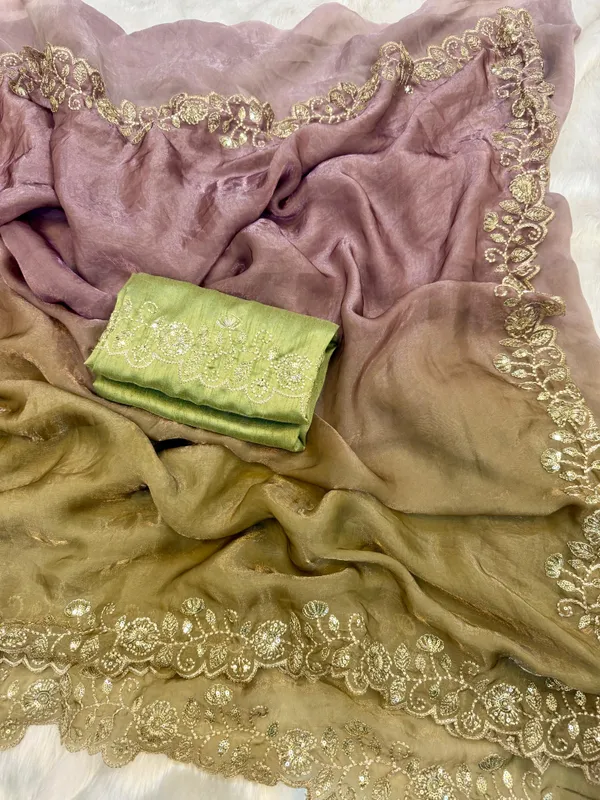 Green_Shaded_Space_Silk_Designer_Saree