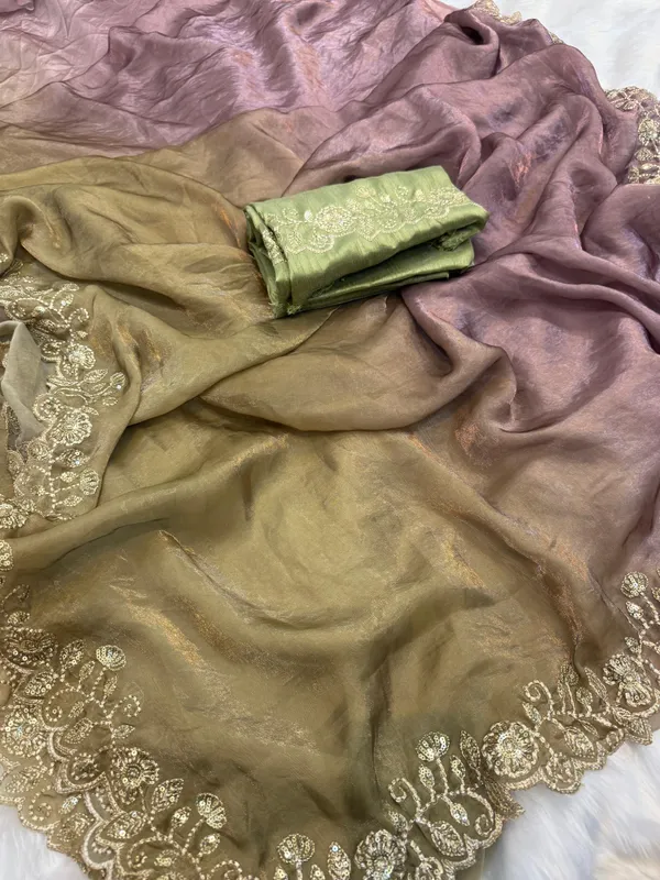 Green_Shaded_Space_Silk_Designer_Saree