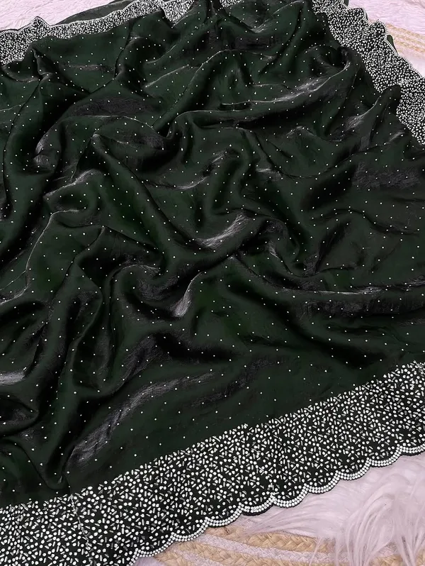 Dark_Green_Shaded_Soft_Silk_Handwork_Designer_Saree