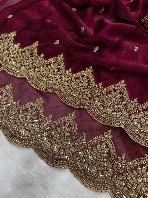 Wine_Space_Chiffon_Silk_Designer_Saree