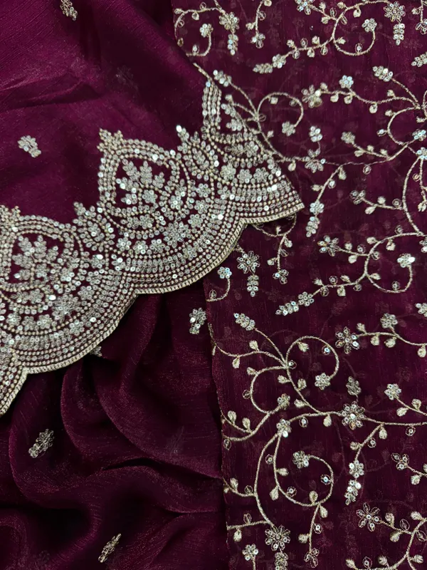 Wine_Space_Chiffon_Silk_Designer_Saree