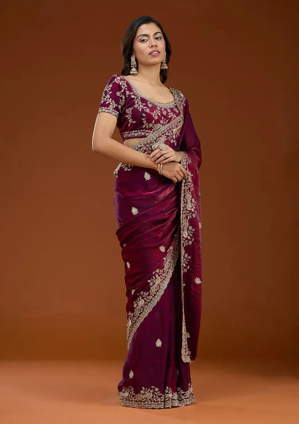 Wine_Space_Silk_Embroidered_Saree