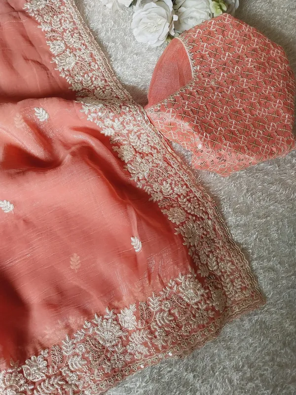 Peach_Crunchy_Chiffon_Silk_Designer_Saree