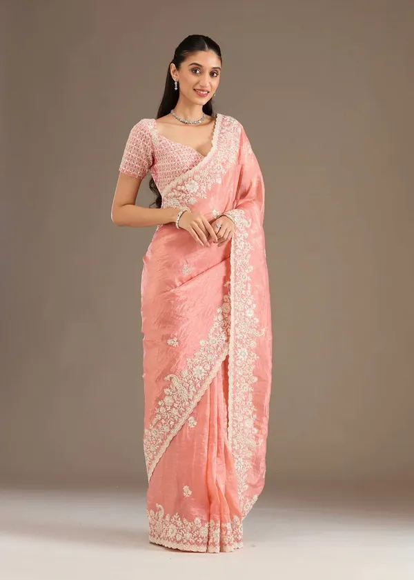 Peach_Crunchy_Chiffon_Silk_Designer_Saree