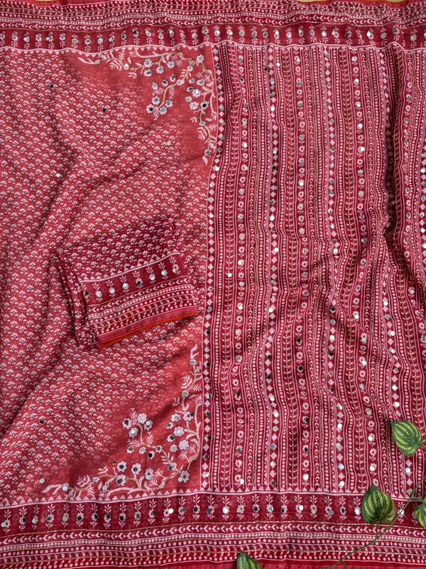 Maroon_Printed_Hand_and_Mirror_Work_Saree
