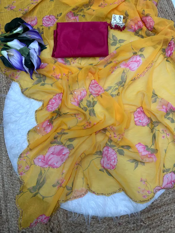 Yellow_Floral_Embroidered_Saree