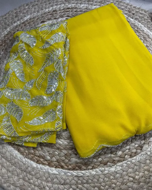 Yellow_Soft_Georgette_Embroidered_Saree