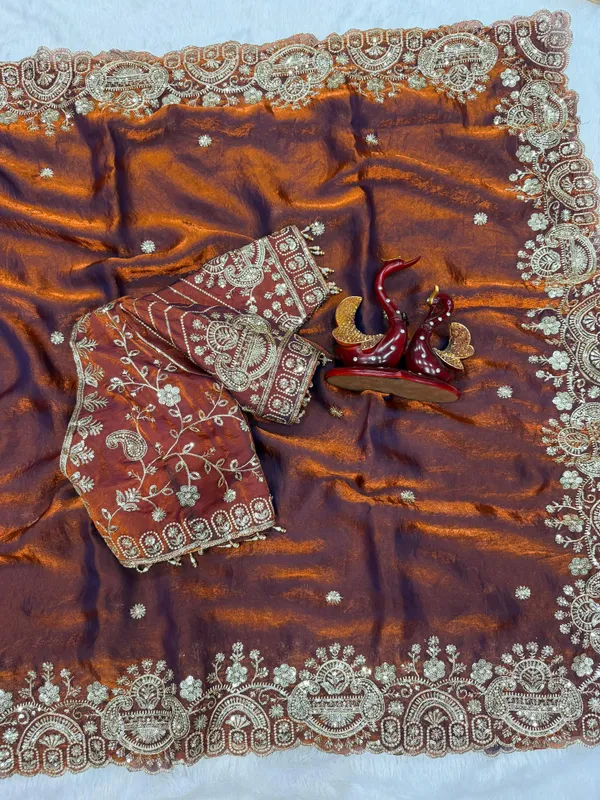 Rusty_Orange_Space_Silk_Embroidered_Saree