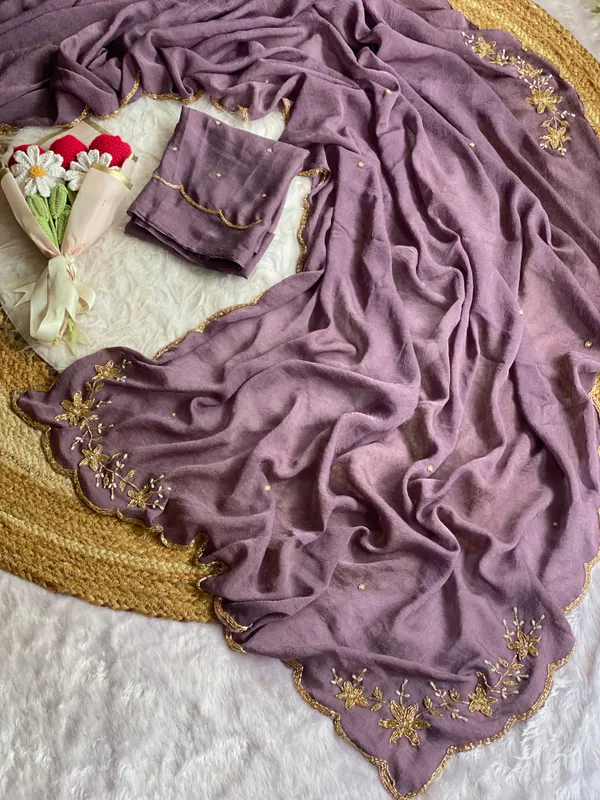 Lavender_Chocolate_Silk_Handwork_Saree