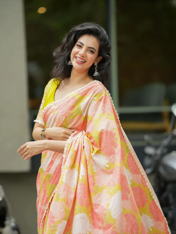 Multicolor_Floral_Print_Designer_Saree