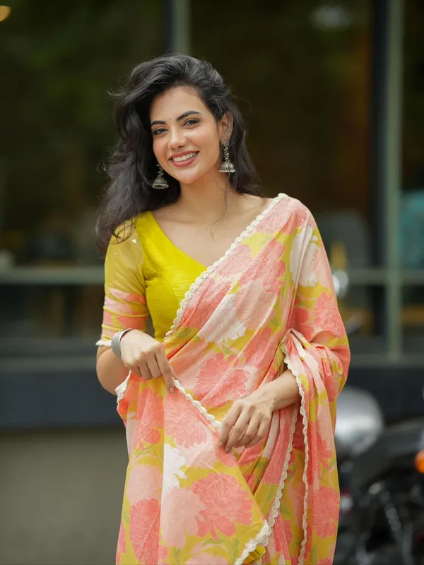 Multicolor_Floral_Print_Designer_Saree