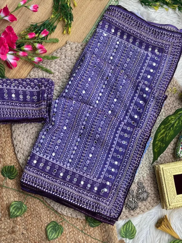 Blue_Printed_Hand_and_Mirror_Work_Saree