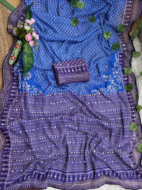 Blue_Printed_Hand_and_Mirror_Work_Saree