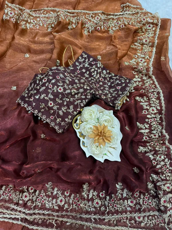 Brown_Dual_Tone_Space_Silk_Embroidered_Saree