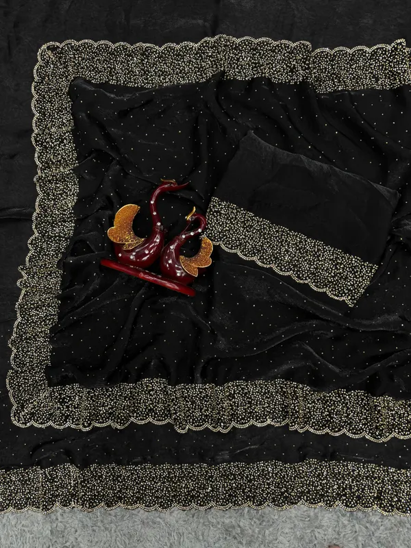 Black_Soft_Silk_Handwork_Designer_Saree
