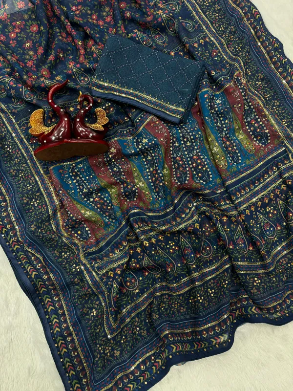 Navy_Ajarakh_Print_Embroidered_Saree