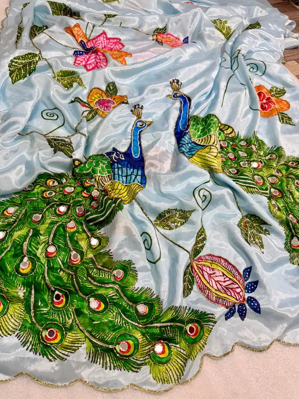 Sky-Blue_Peacock_Hand-Embroidered_Saree