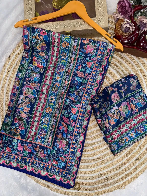 Blue_Ajarakh_Print_Mirror_Work_Saree